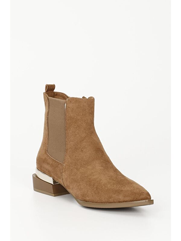 TABA Sivri Burun Kısa Topuklu Fermuarlı Lastikli Kadın Bot 35675 - Görsel 6