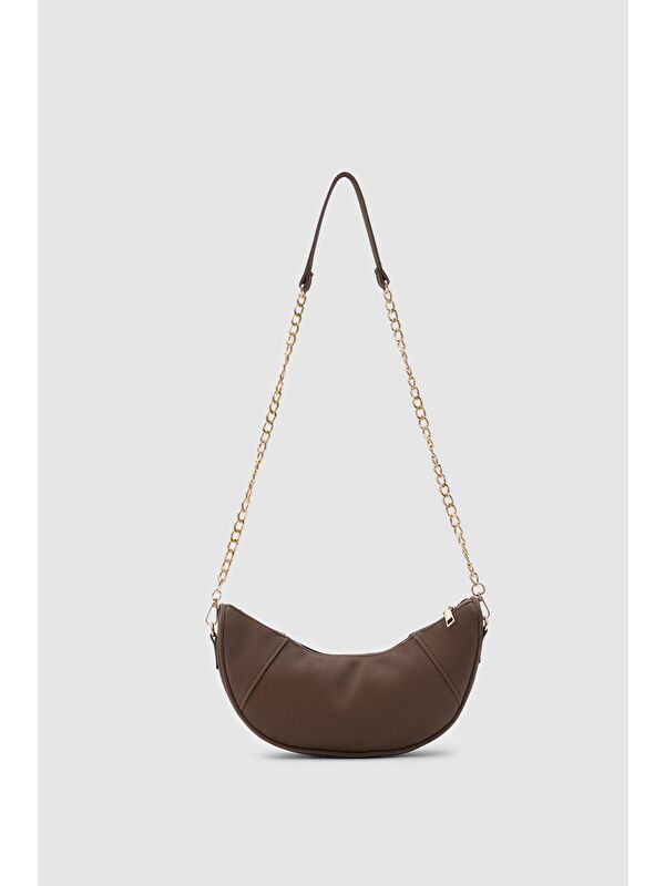 Shulebags Mode Zincirli Ay Çapraz Çanta Kahve