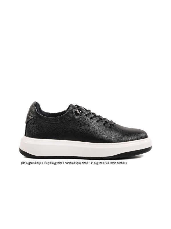 Siyah Beyaz Lastik Bağcıklı Erkek Casual Ayakkabı 404 M - Görsel 2