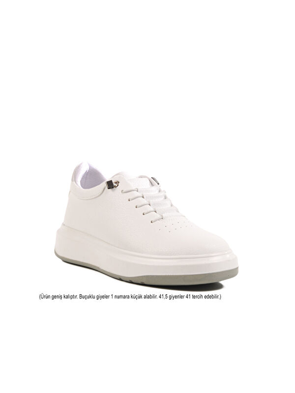 Beyaz Lastik Bağcıklı Erkek Casual Ayakkabı 404 M - Görsel 4