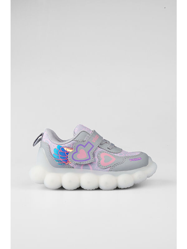 Süse Işıklı Kız Bebek Gümüş Spor Ayakkabı - Görsel 3