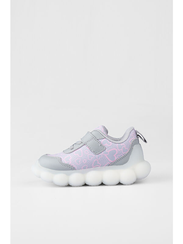 Süse Işıklı Kız Okul Öncesi Gümüş Spor Ayakkabı - Görsel 5