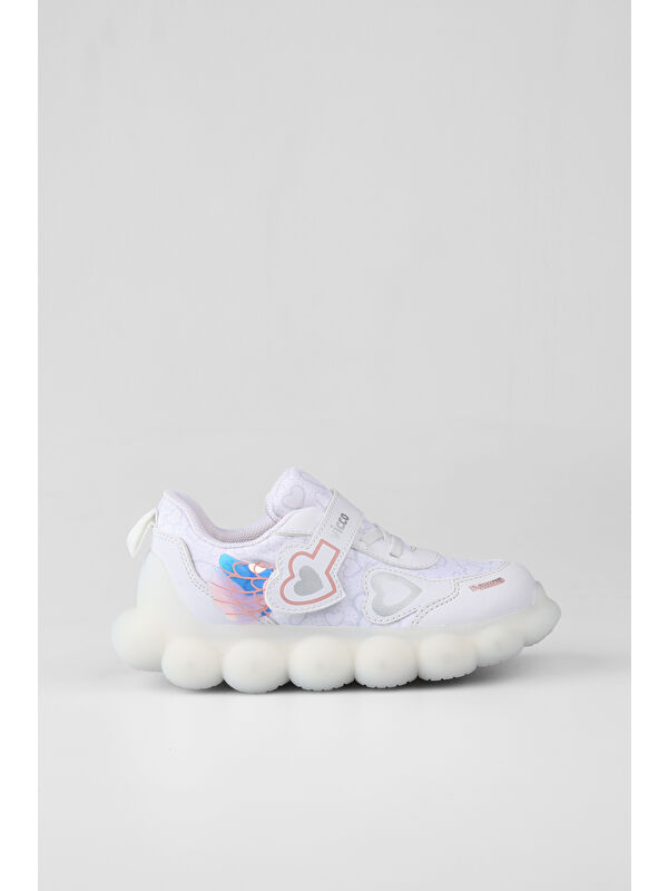 Süse Işıklı Kız Bebek Beyaz Spor Ayakkabı - Görsel 2