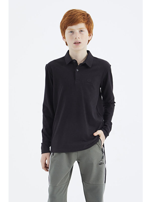 Tommylife Siyah Polo Yaka Basic Erkek Çocuk Tişört - 11171