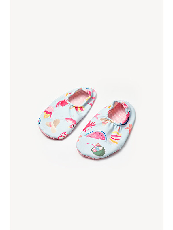 Çok Renkli Dondurma Desenli Kız Çocuk Deniz Ve Havuz Ayakkabısı - Görsel 2