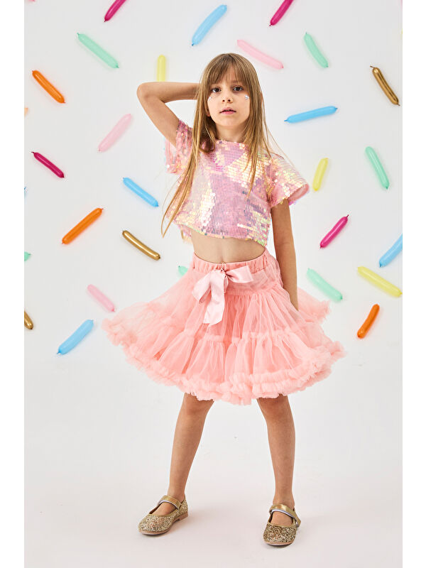Le Mabelle Somon Pullu Kız Çocuk Crop