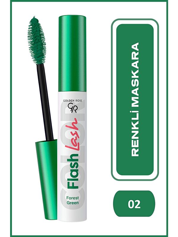 GOLDEN ROSE Suya Dayanıklı,Hacim Veren Flash Lash Renkli Maskara-02 Forest Green