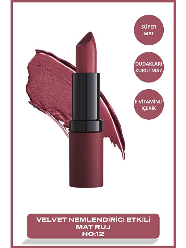 GOLDEN ROSE Velvet Matte Lipstick No: 12 Rose - Mat Ruj