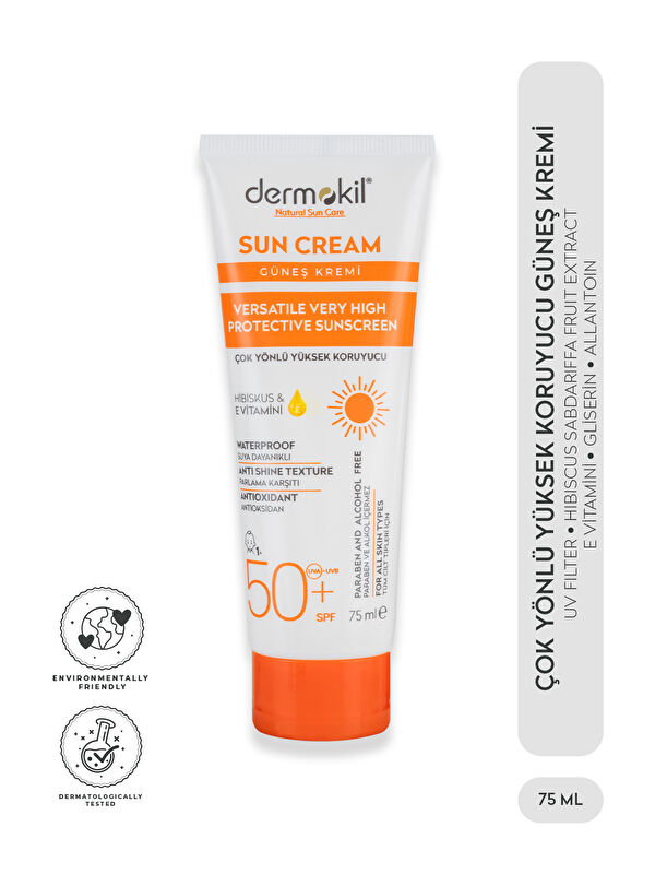 Dermokil Sun Cream Çok Yönlü Yüksek Koruyucu Güneş Kremi SPF 50+ 75 ml