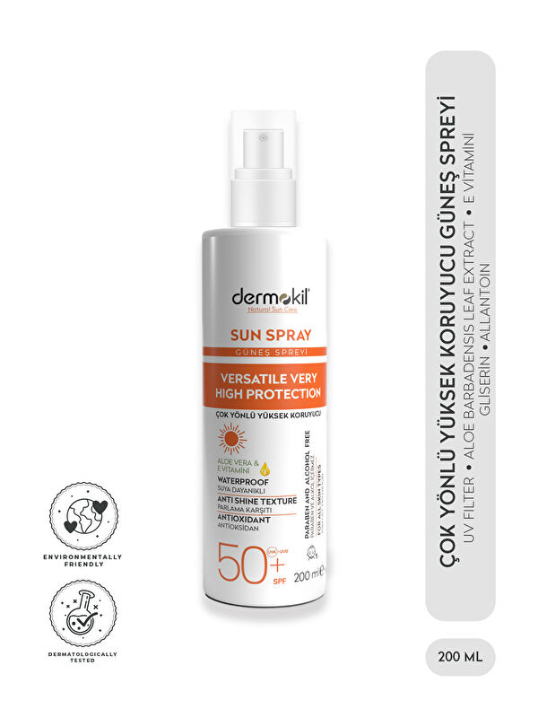 Dermokil Çok Yönlü Yüksek Koruyucu Güneş Spreyi 200 ml