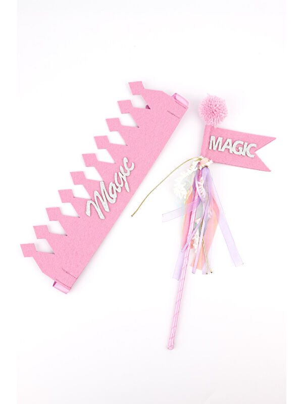 Le Mabelle Lila Simli Magic Yazılı Taç ve Asa Set