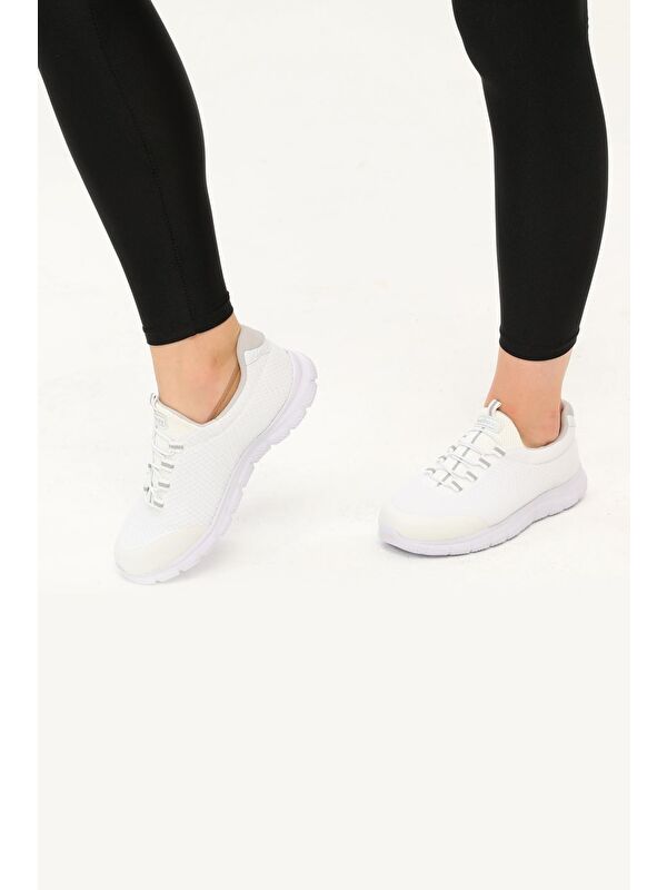 DAR KALIP Beyaz Gümüş Fileli Hafif Esnek Kadın Spor Ayakkabı Flexible G - Görsel 6