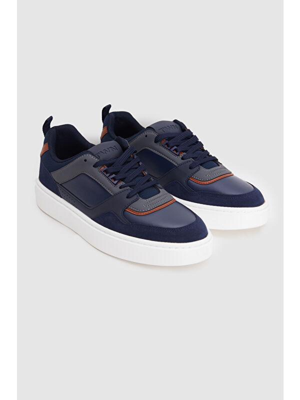 D'S damat Twn Lacivert Kalın Beyaz Tabanlı Bağcıklı Sneaker Ayakkabi