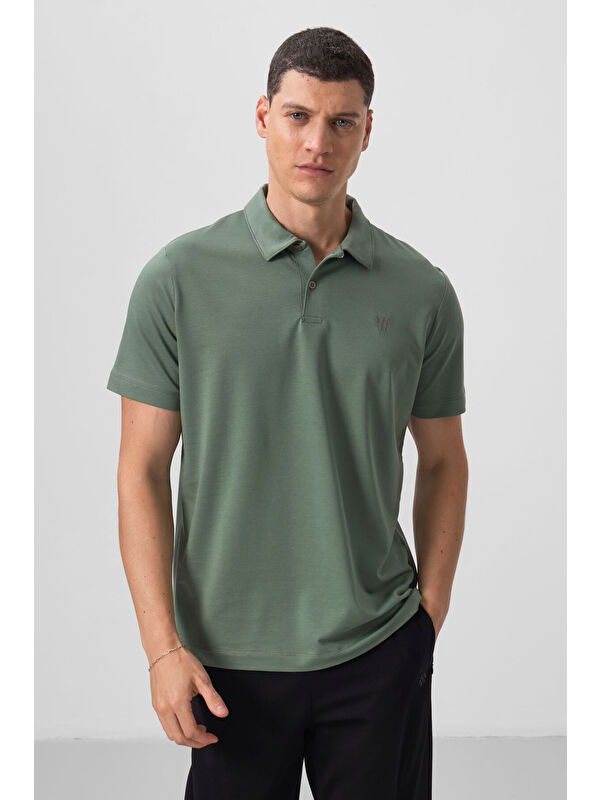 Tommylife Açık Yeşil Basic Göğüs Logolu Standart Kalıp Triko Polo Yaka Erkek Tişört - 87768