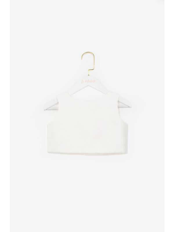 Le Mabelle Ekru  Saten Kız Çocuk Crop Bluz