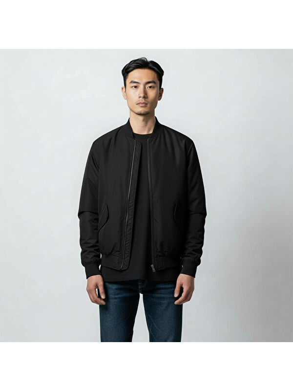 Only&Sons Russel Padded Bomber Erkek Siyah Dik Yaka Ceket