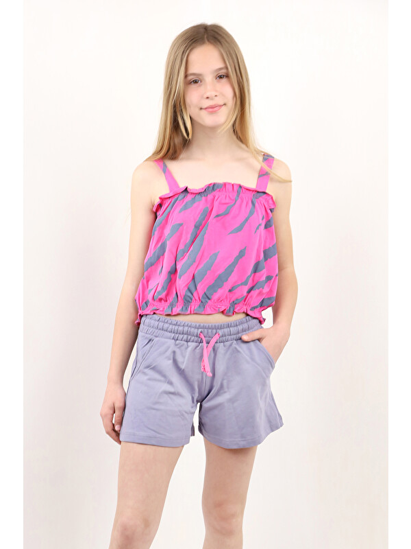 Toontoykids Kız Çocuk Desenli Şortlu Takım