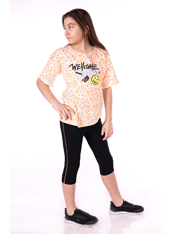Toontoykids Kız Çocuk Happiness Baskılı Kaprili Takım