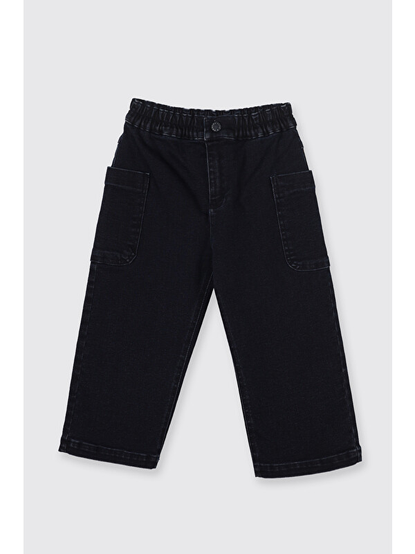 Panço Erkek Bebek Beli Lastikli Lacivert Jean Pantolon