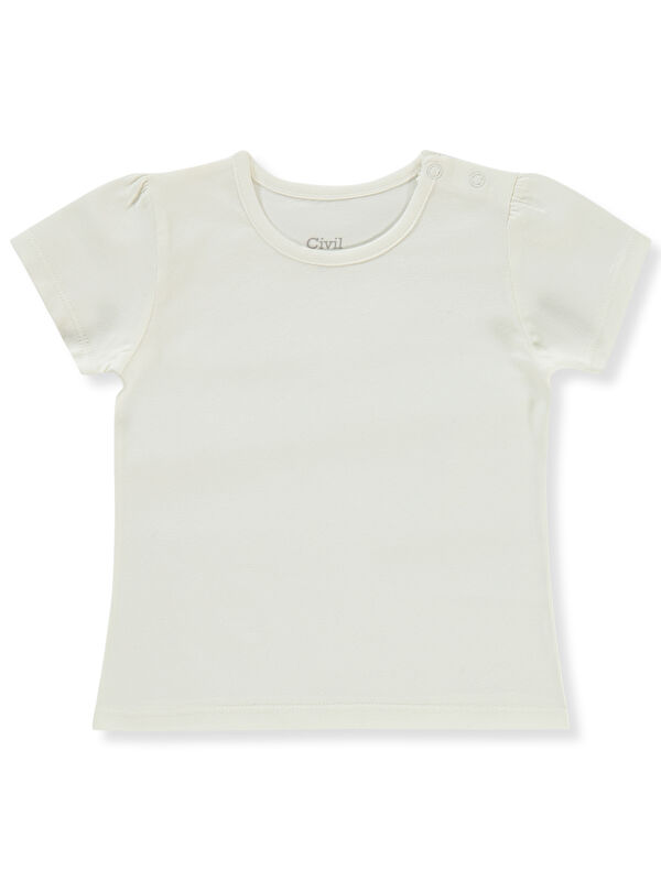 Civil Baby Kız Bebek Tişört 6-18 Ay Ekru