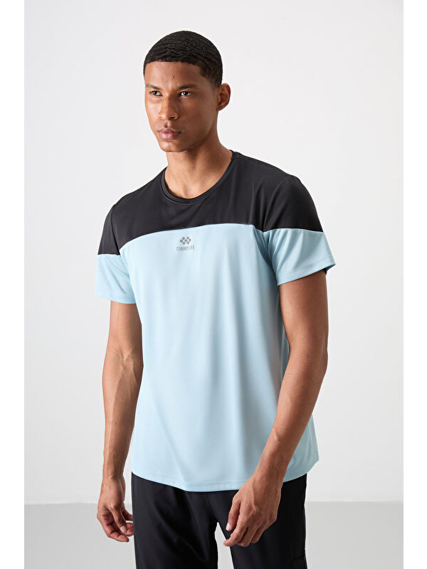 Tommylife Açık Mavi Polyester Nefes Alan Dokulu İnce Esnek Standart Fit Erkek Performans Tişört - 88386