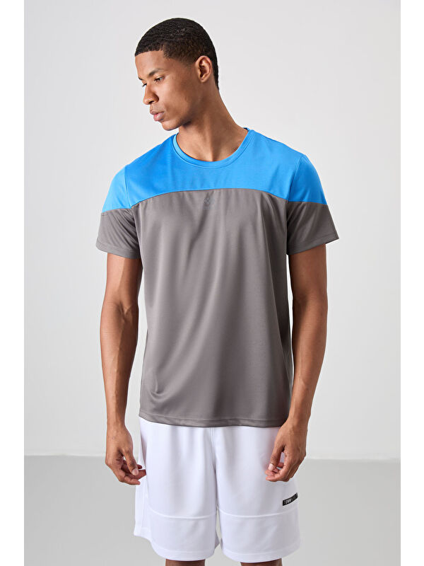 Tommylife Koyu Gri Polyester Nefes Alan Dokulu İnce Esnek Standart Fit Erkek Performans Tişört - 88386