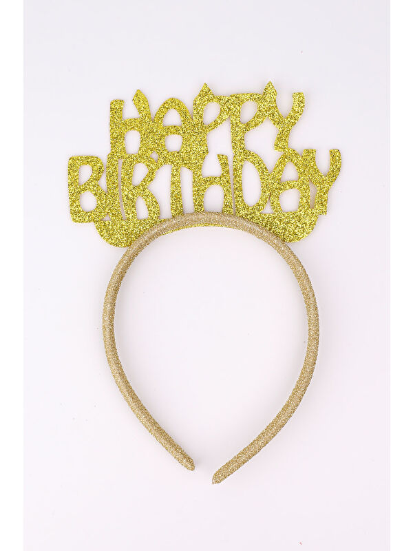 Le Mabelle Altın Simli Eva Happy Birthday Kız Çocuk Taç