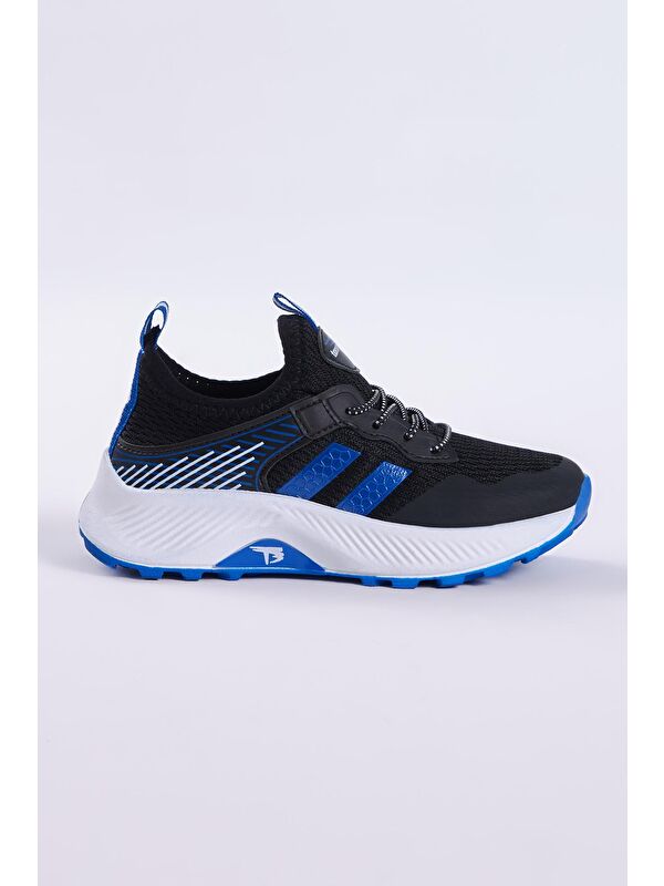 Çocuk Unisex Siyah Sax Rahat Kalıp Nefes Alabilen Kumaş Bağcıklı Sneaker - Görsel 4