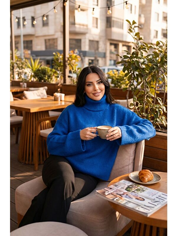 She Wears Geniş Kollu Boğazlı Triko Kazak NC-118