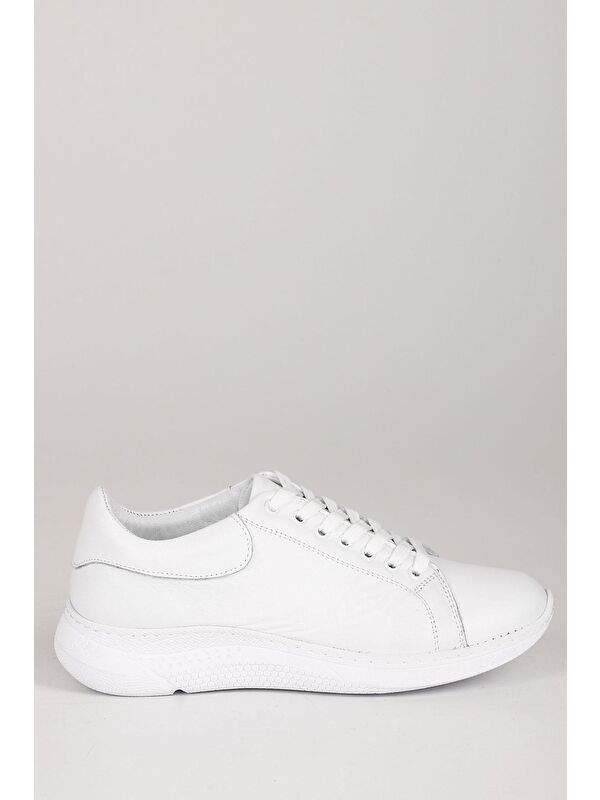 Hakiki Deri Yuvarlak Burun Dolgu Taban Bağcıklı Kadın Sneaker 42450 - Görsel 6