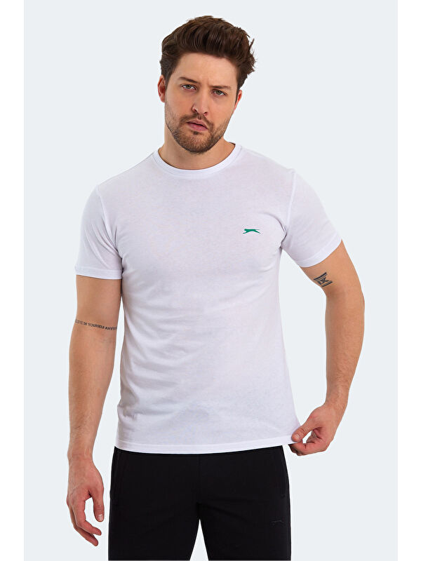 SLAZENGER POLL Erkek Kısa Kol %100 Pamuk Tişört Beyaz