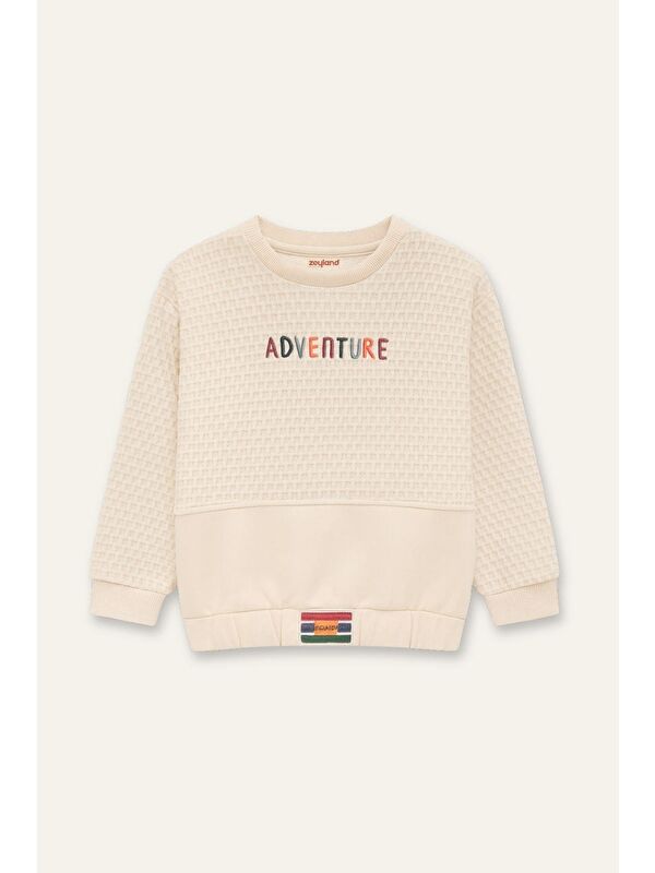 ZEYLAND Erkek Çocuk Kapitone Nakış Detaylı Sweatshirt - Krem
