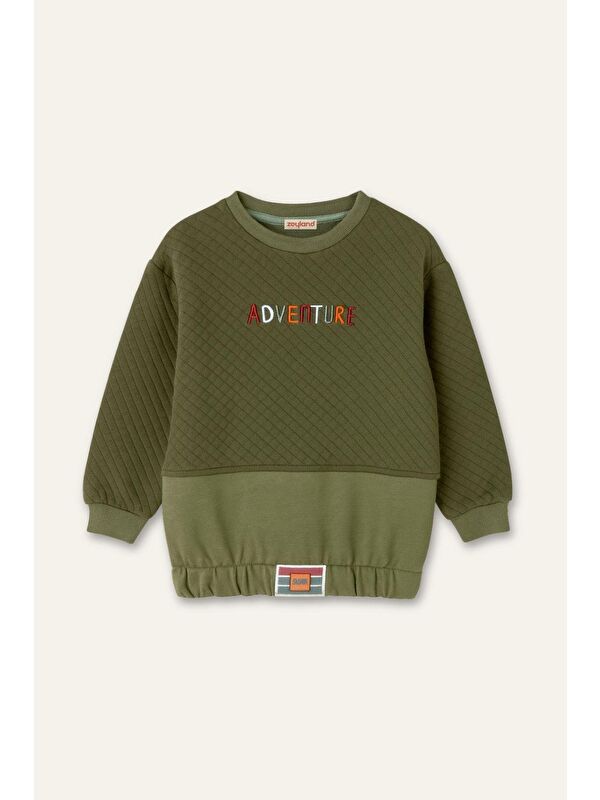 ZEYLAND Erkek Çocuk Kapitone Nakış Detaylı Sweatshirt - Haki