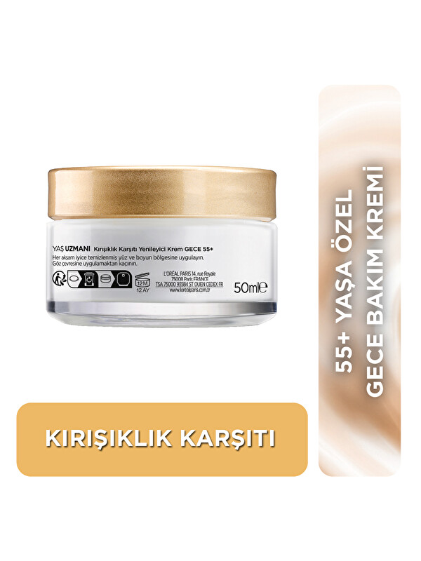 L'Oreal Paris Yaş Uzmanı 50+ Kırışıklık Karşıtı Yenileyici Gece Kremi