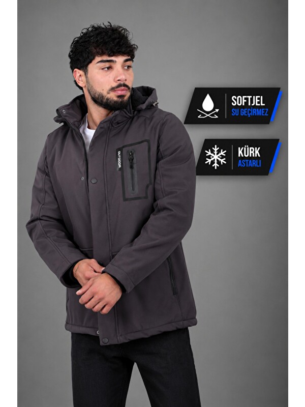Stilkombin Çıkarılabilir Kapüşonlu Softsheel Mont PLDP 2991_50413