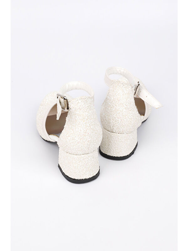 Beyaz Simli Topuklu Kız Çocuk Ayakkabı - Görsel 4