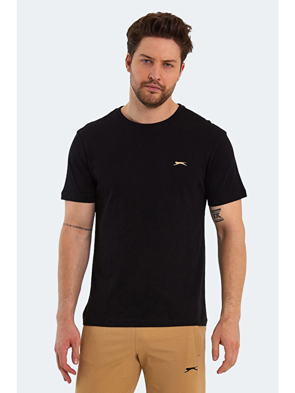 SLAZENGER PAINT Erkek Kısa Kol %100 Pamuk Tişört Siyah