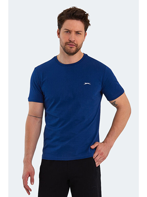 SLAZENGER PAINT Erkek Kısa Kol %100 Pamuk Tişört Indigo