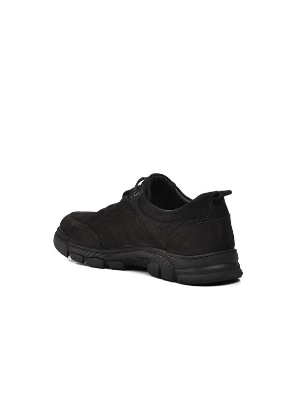 7370 Siyah Nubuk Hakiki Deri Erkek Sneaker Ayakkabı - Görsel 5