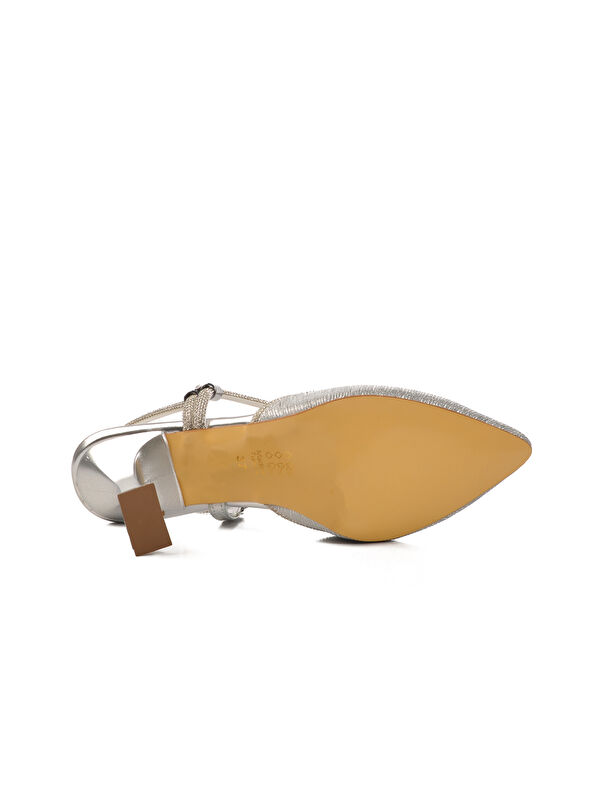 Gümüş İnce Topuklu Kadın Abiye Ayakkabı 417603 Z - Görsel 6