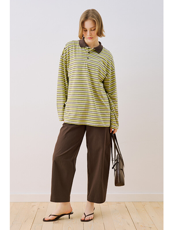 Manuka Gabardin Barrel Pantolon Kahverengi