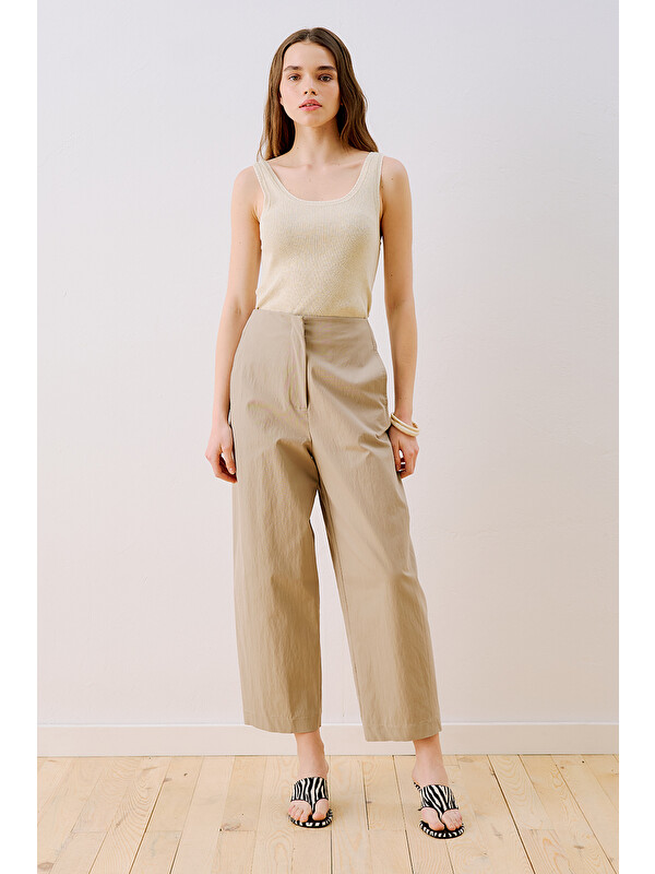Manuka Gabardin Barrel Pantolon Kum