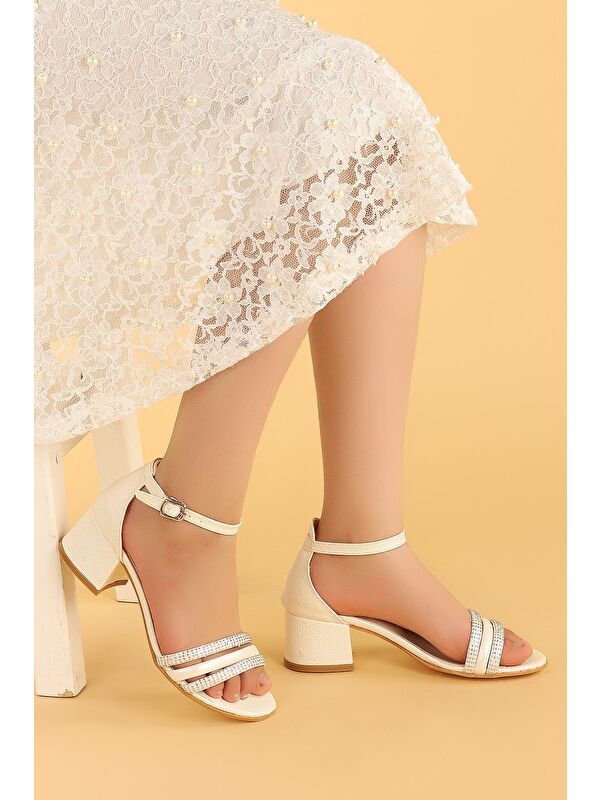 Helena Çatlak Günlük Kız Çocuk 3 Cm Topuklu Sandalet Abiye Ayakkabı - Görsel 3