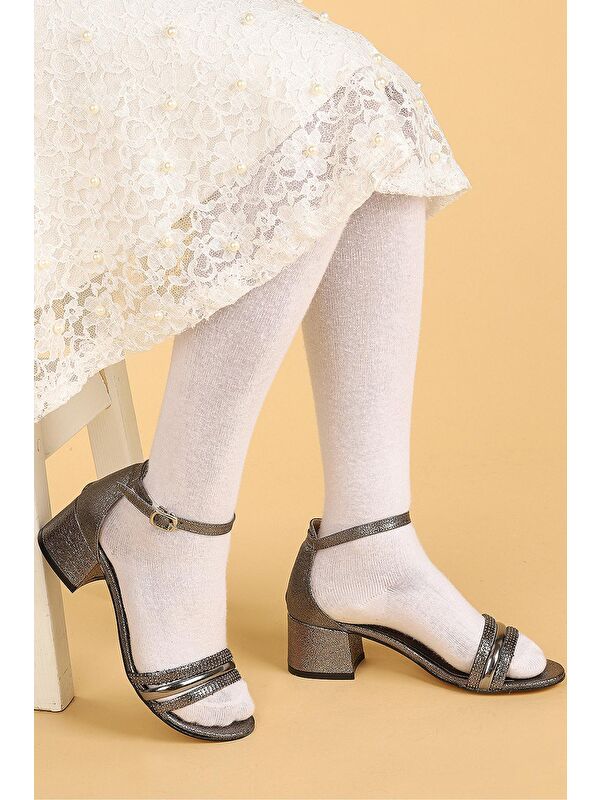 Helena Çatlak Günlük Kız Çocuk 3 Cm Topuklu Sandalet Abiye Ayakkabı - Görsel 3