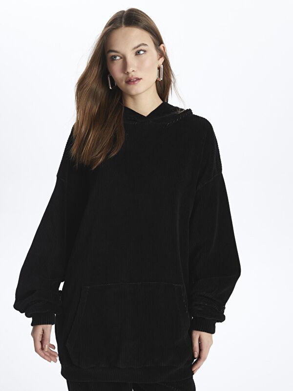 Dexia Kadife Kapüşonlu Oversize Sweatshirt - Los Angeles