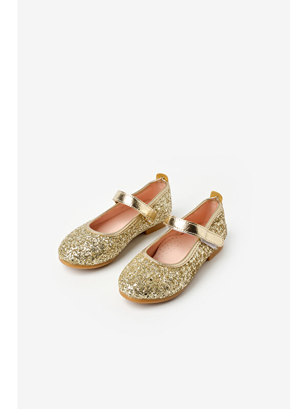 Gold Simli Cırtlı Kız Çocuk Ayakkabı - Görsel 2