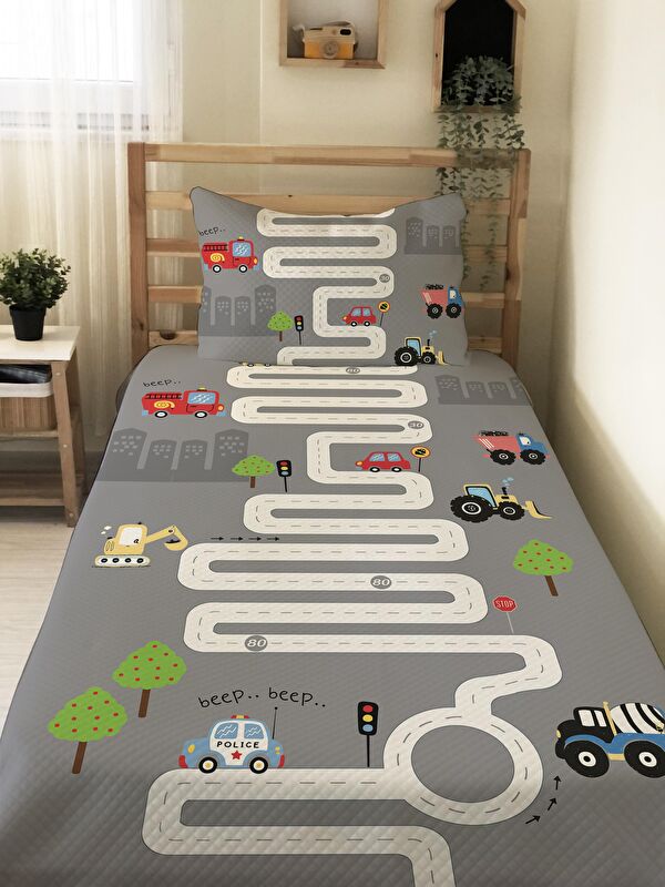 Evmila Yol Desen Tek Kişilik Çocuk Pike Takımı 160x220 cm