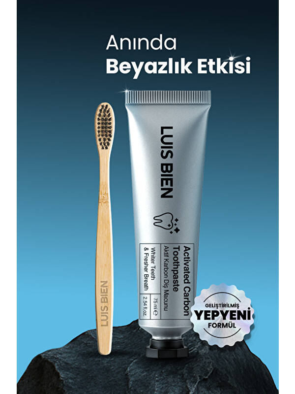 Luis Bien Aktif Karbon Diş Temizleme Macunu 75 Ml + Bambu Diş Fırçası Set