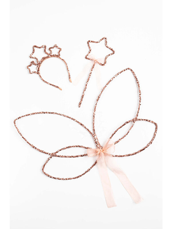 Le Mabelle Rose Simli Kelebek Kanat Asa Taç 3'lü Set