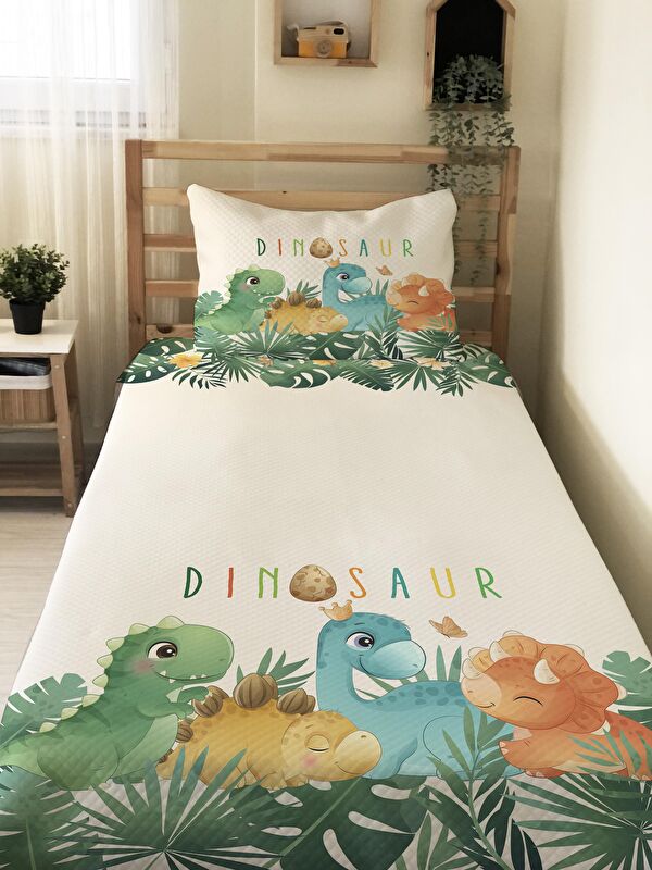 Evmila Dinazor Desen Tek Kişilik Çocuk Pike Takımı 160x220 cm